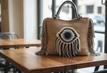 حقيبة كروشيه عين زرقاء